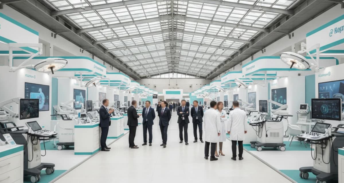 Ընդարձակ ցուցասրահ՝ տաղավարների շարքերով և այցելուներով