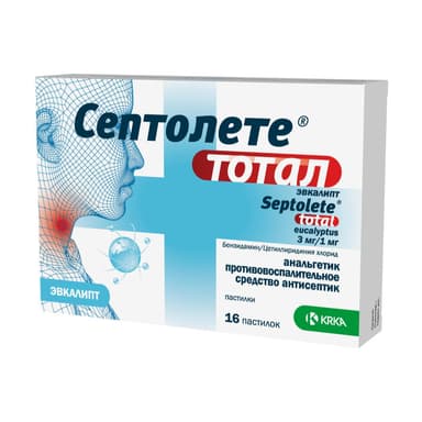 Септолете Тотал 3 мг + 1 мг, пастилки (Septolete total eucalyptus) — упаковка